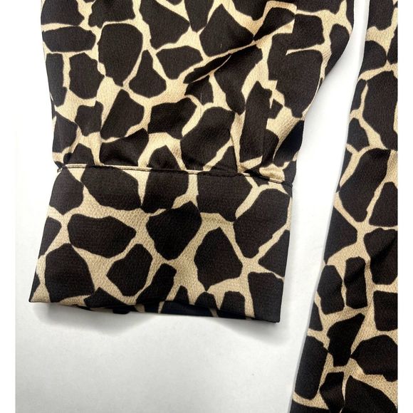 Zara Giraffe Brown Animal Print V-Neck Long Sleeve Button Up Mini Dress - Picture 9 of 10